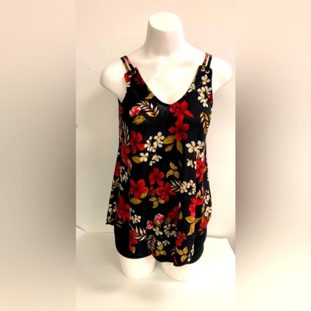 LILY MORGAN SLEEVLESS FLORAL DOUBLE STRAPS BLOUSE IN SIZE SMALL